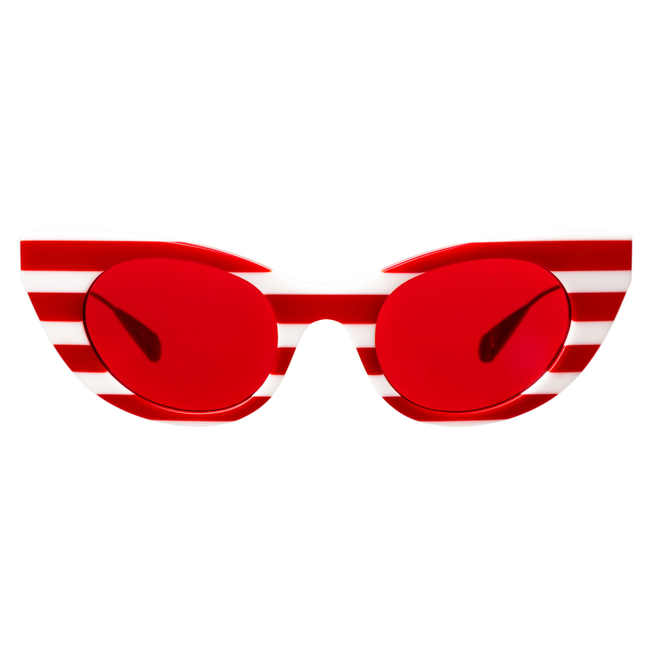 Angelica Sunglasses in Red / White Stripes with Gunmetal temples and Red See Through lenses