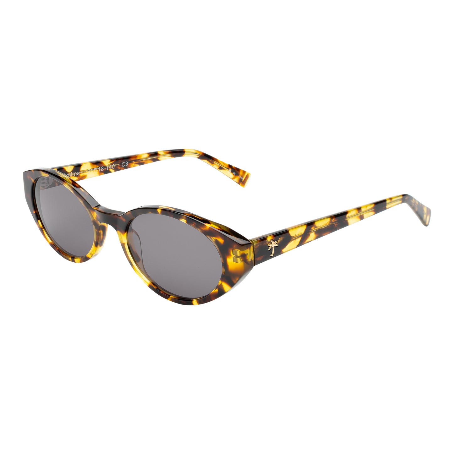Collins Sunglasses shown in Golden Oak with Grey lenses at an isometric angle