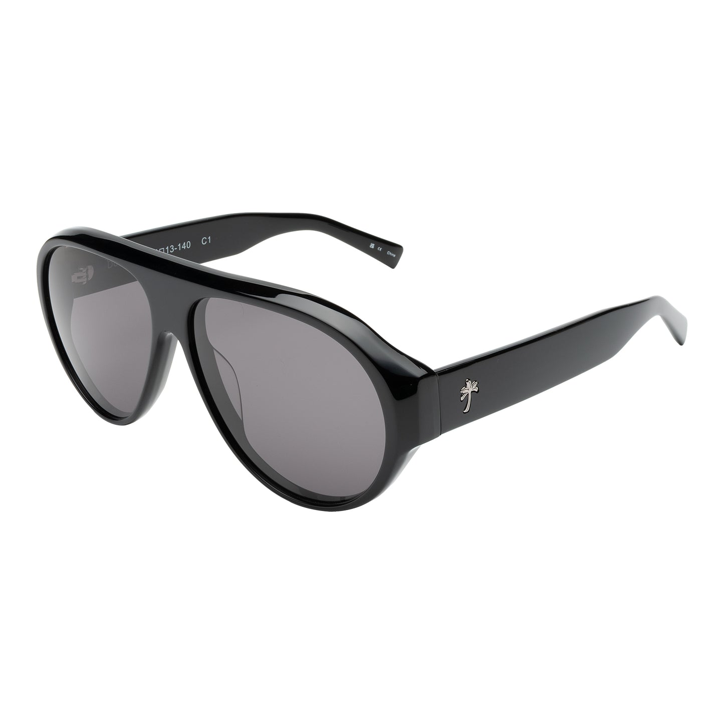 Douglas Sunglasses shown in Black with Grey lenses at an isometric angle