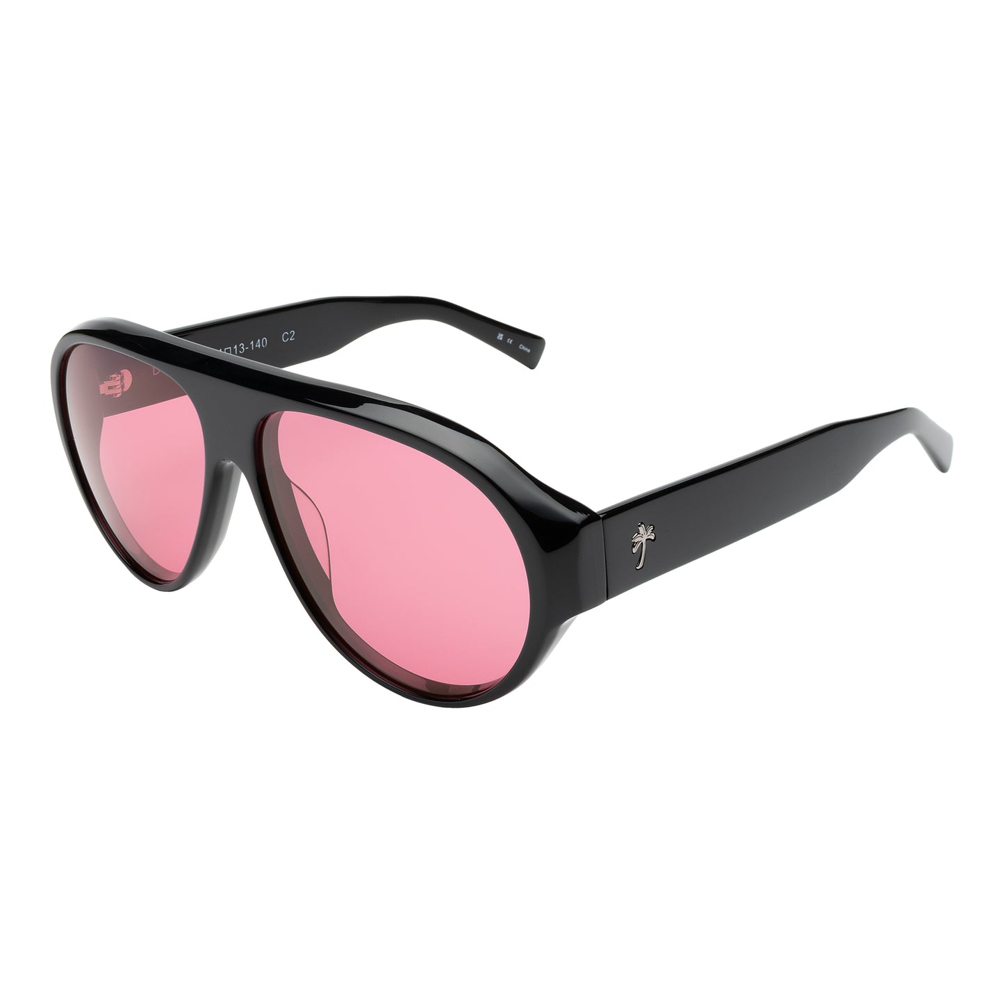Douglas Sunglasses shown in Black with Maroon See Through lenses at an isometric angle
