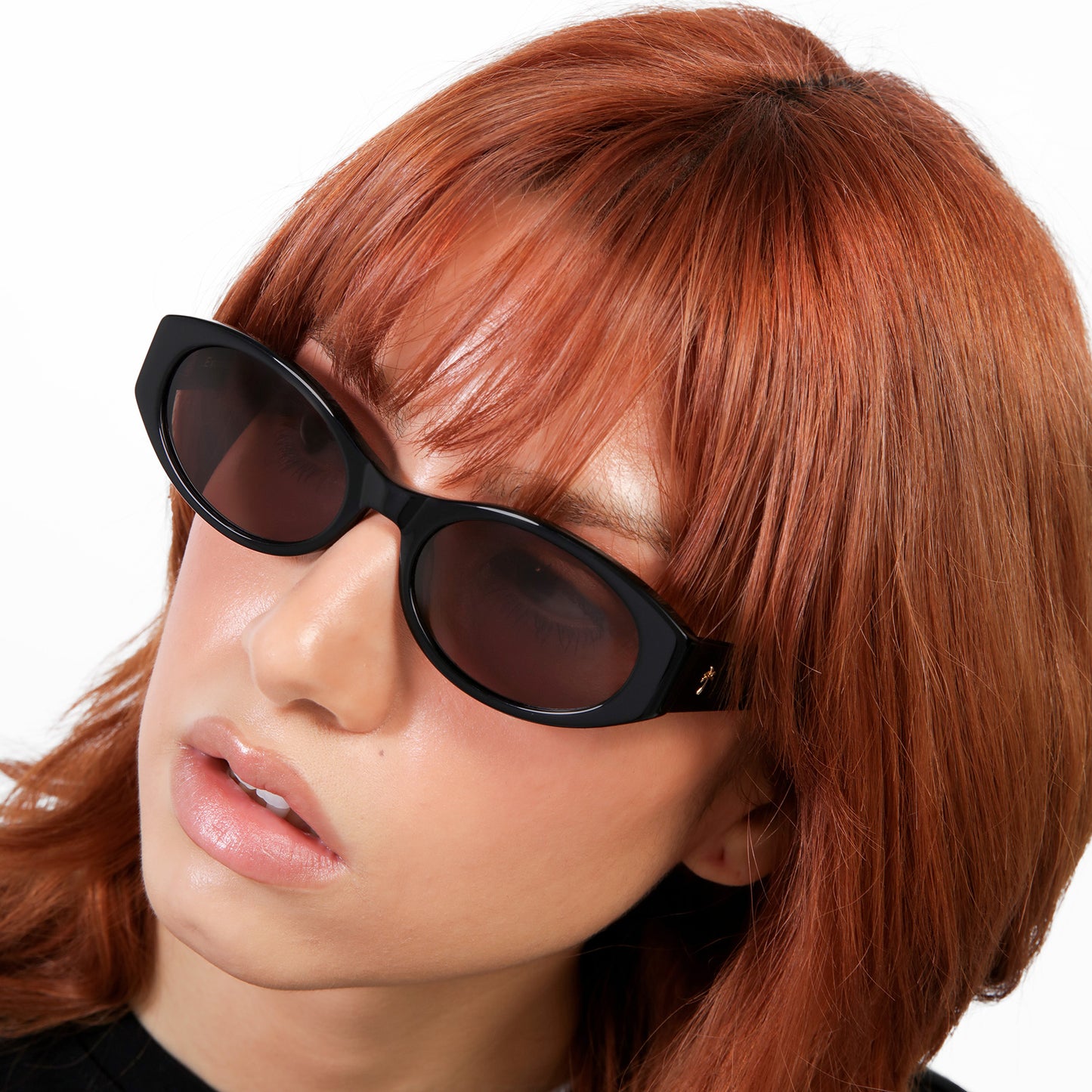 Close up of model wearing Exumas Sunglasses
