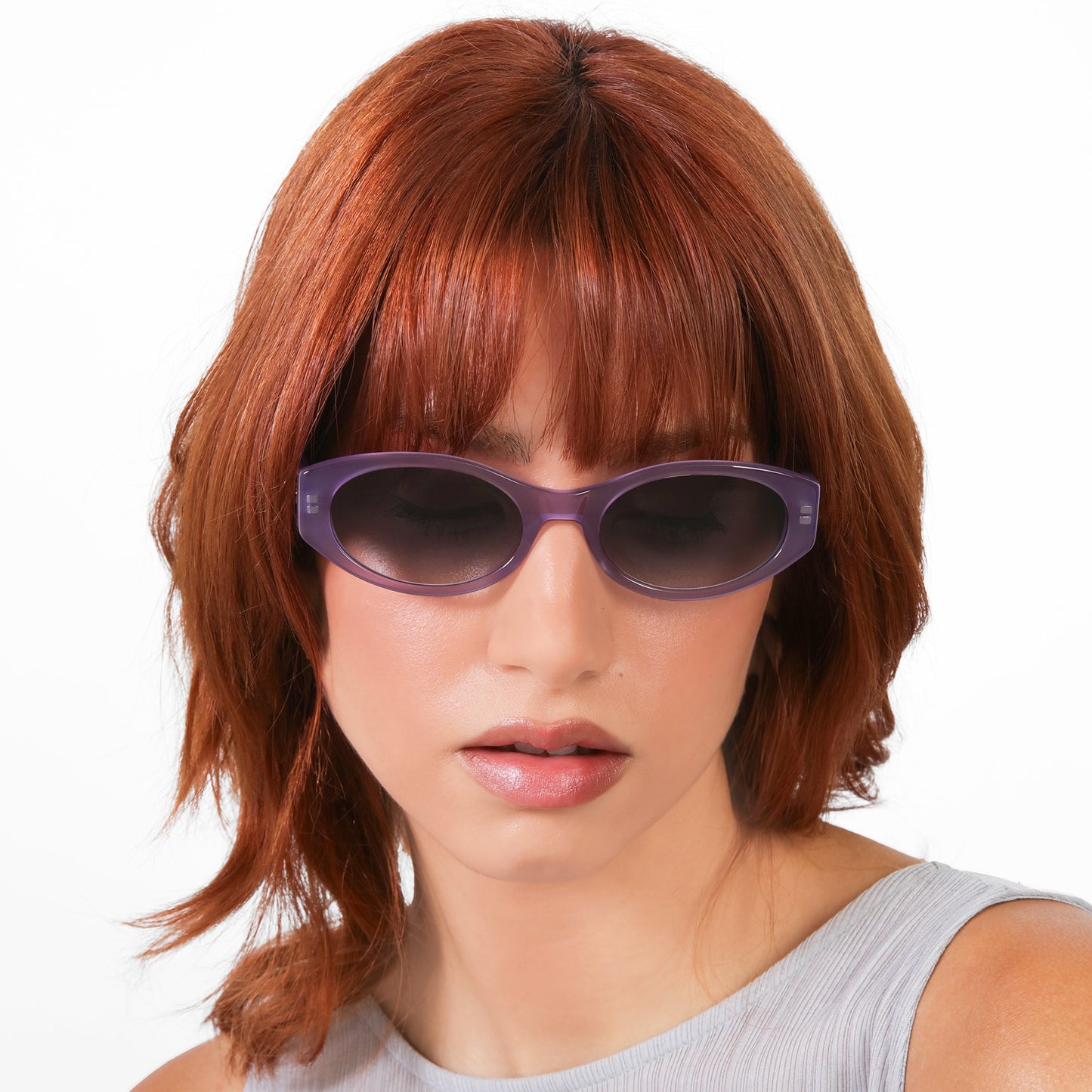 Close up of model wearing Exumas Sunglasses