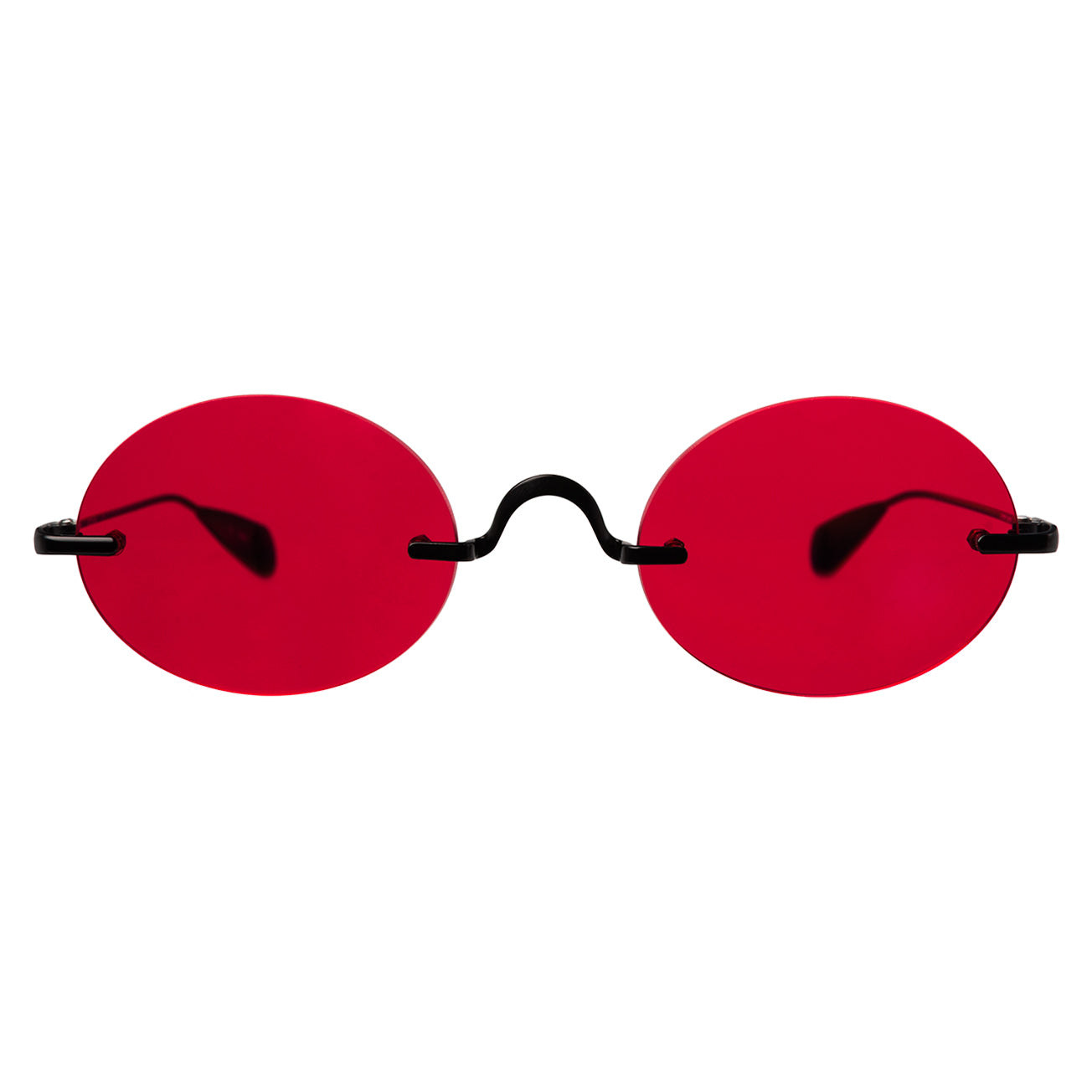 Havana Sunglasses in Matte Black with Red See Through lenses