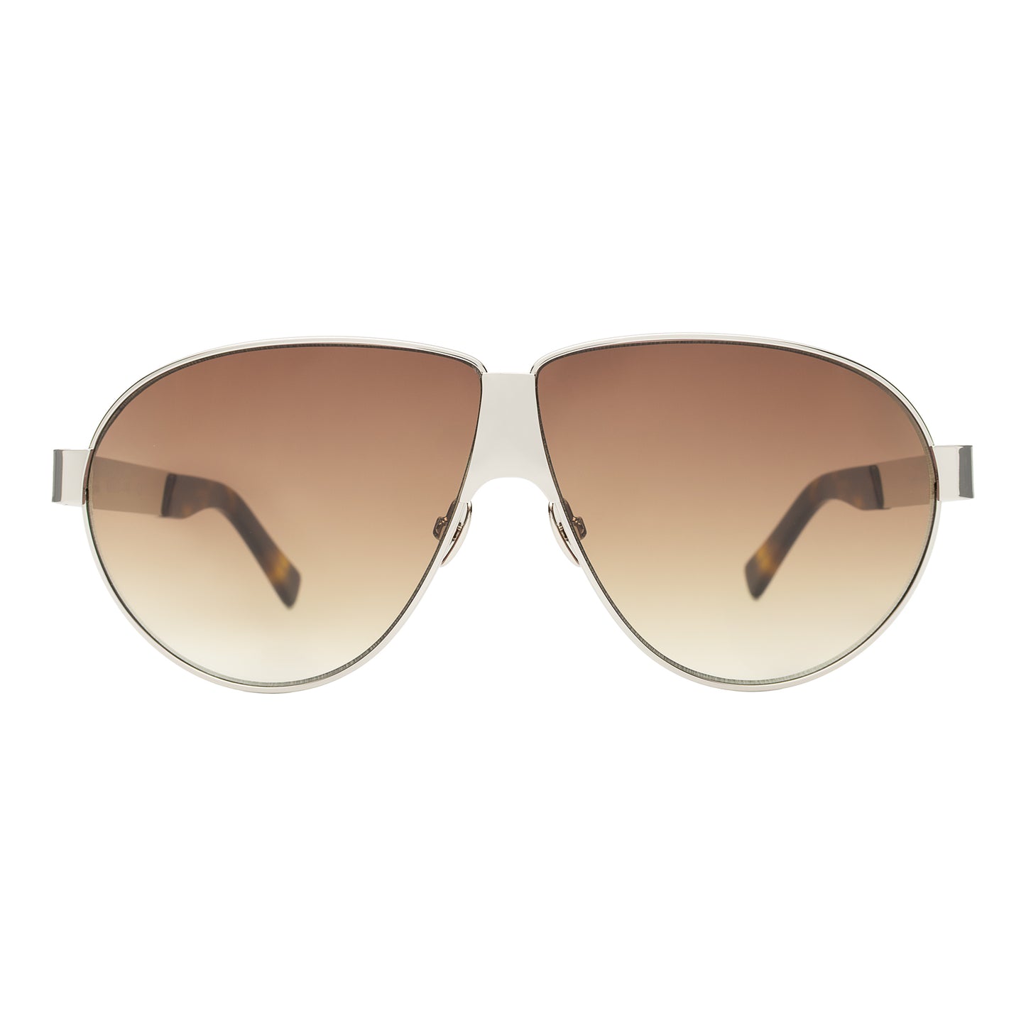 Tommy sunglasses in silver with brown gradient lenses on a white background