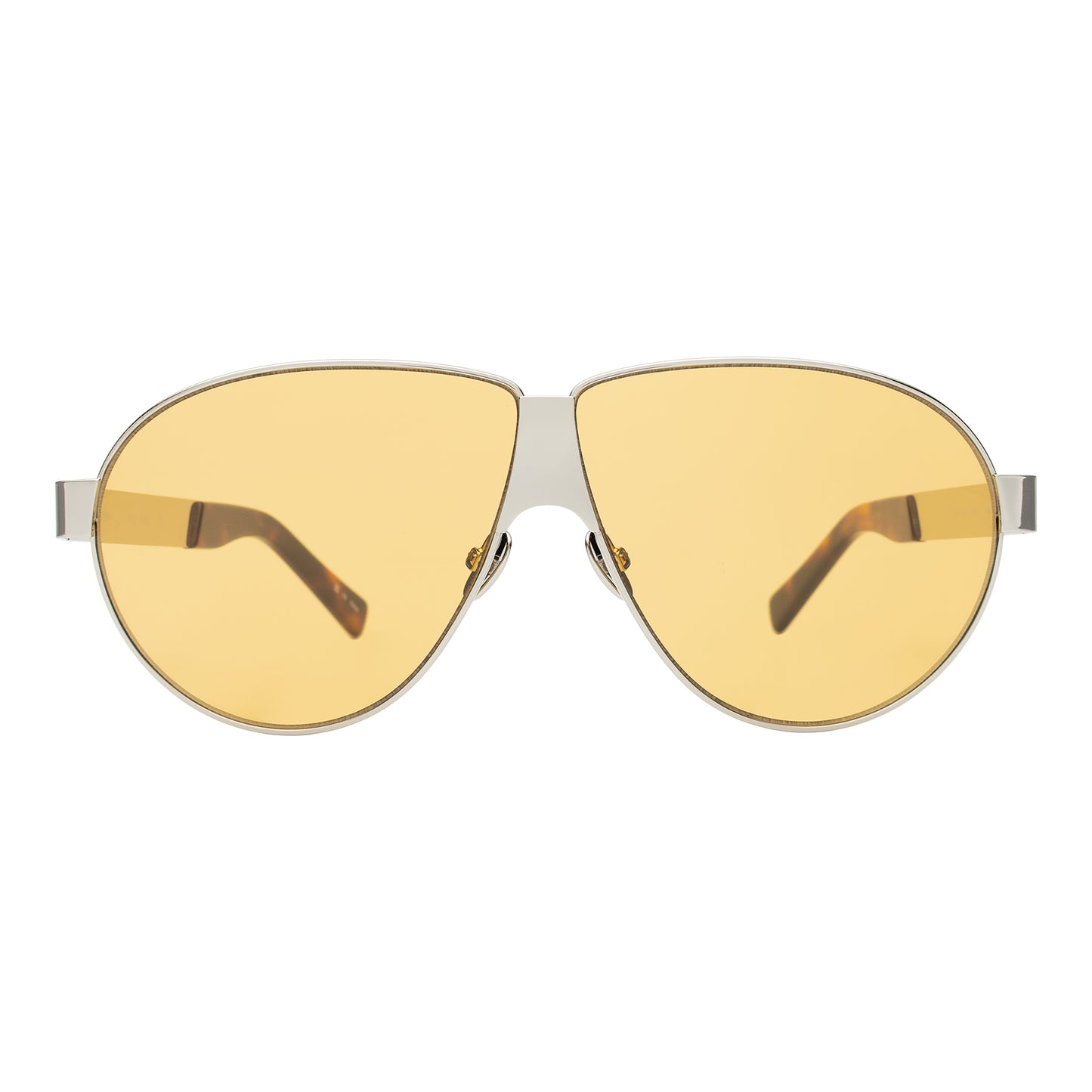 Tommy sunglasses in silver with yellow see through lenses on a white background