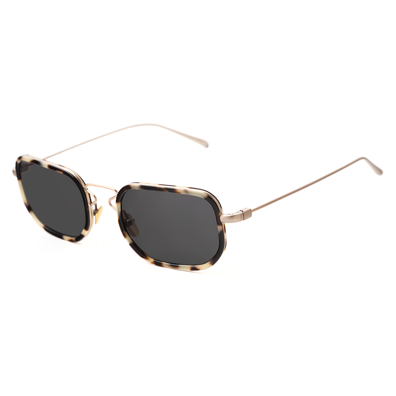 Venetian Sunglasses in White Tortoise with Grey lenses at an isometric angle