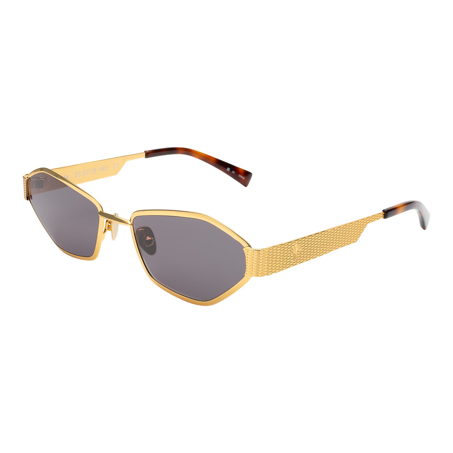 Vista Sunglasses in Gold with Grey lenses at an isometric angle