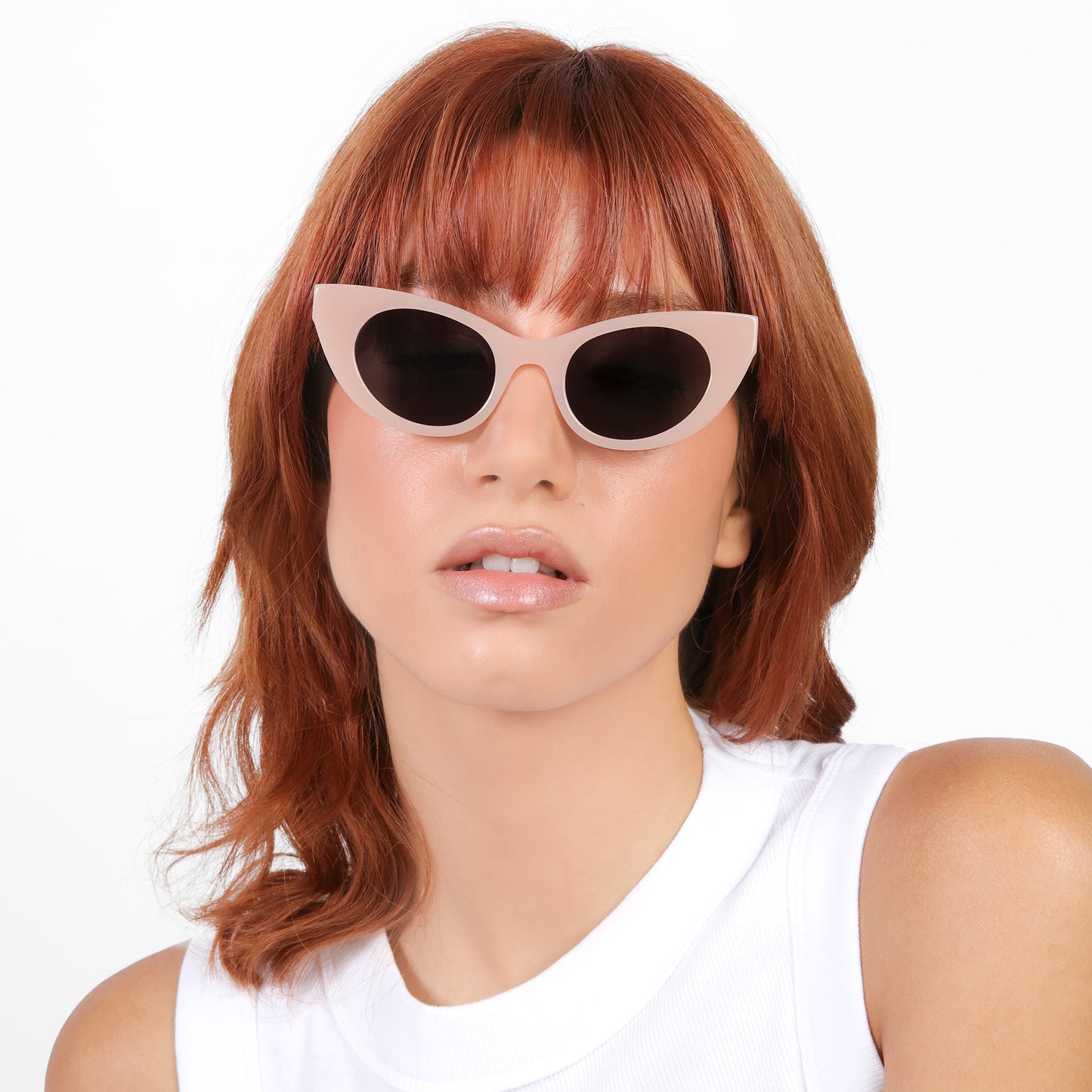 Another angle of model in Angelica Sunglasses