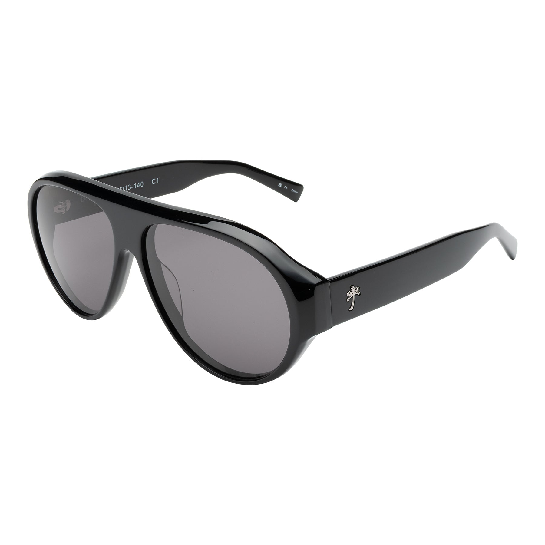 Douglas Sunglasses shown in Black with Grey lenses at an isometric angle