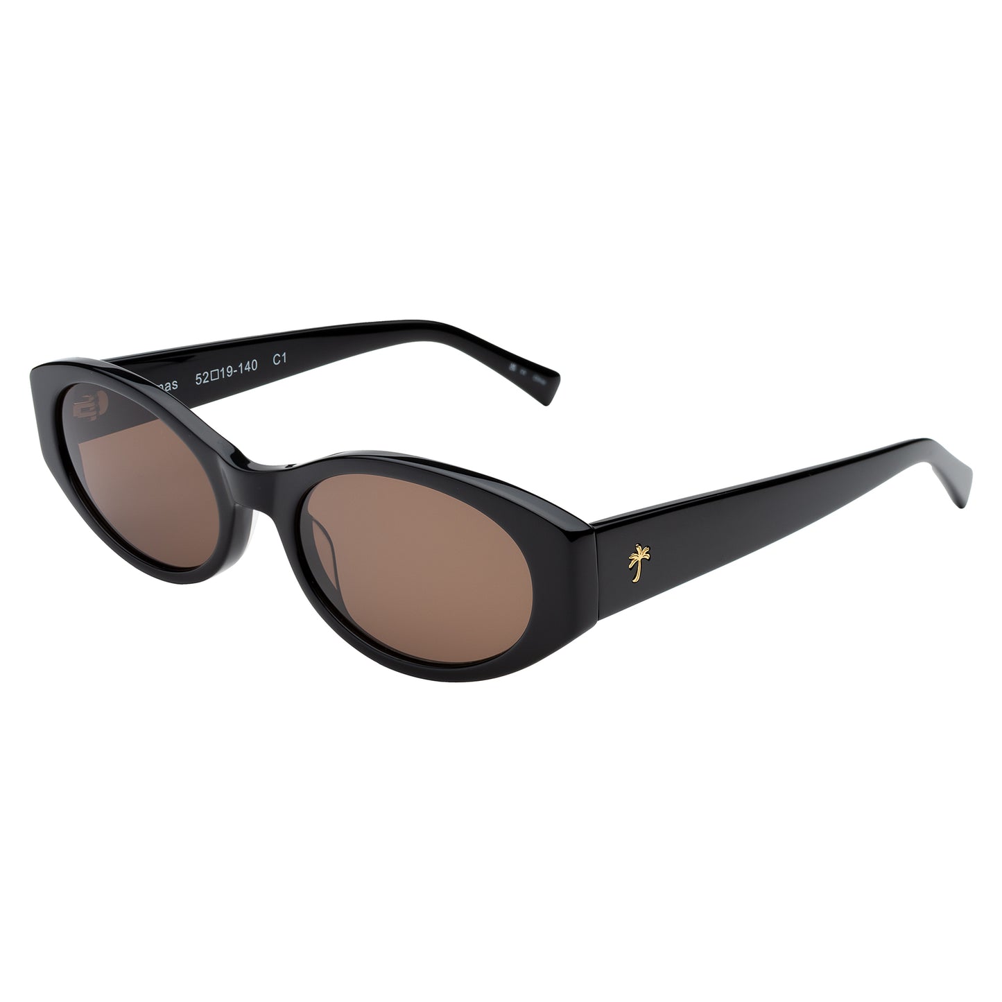 Exumas Sunglasses in Black with Brown lenses at an isometric angle