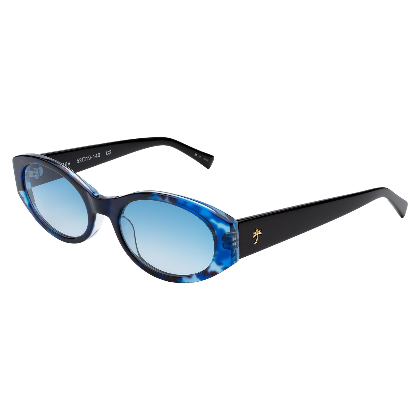 Exumas Sunglasses in Lapis with Blue Gradient lenses at an isometric angle