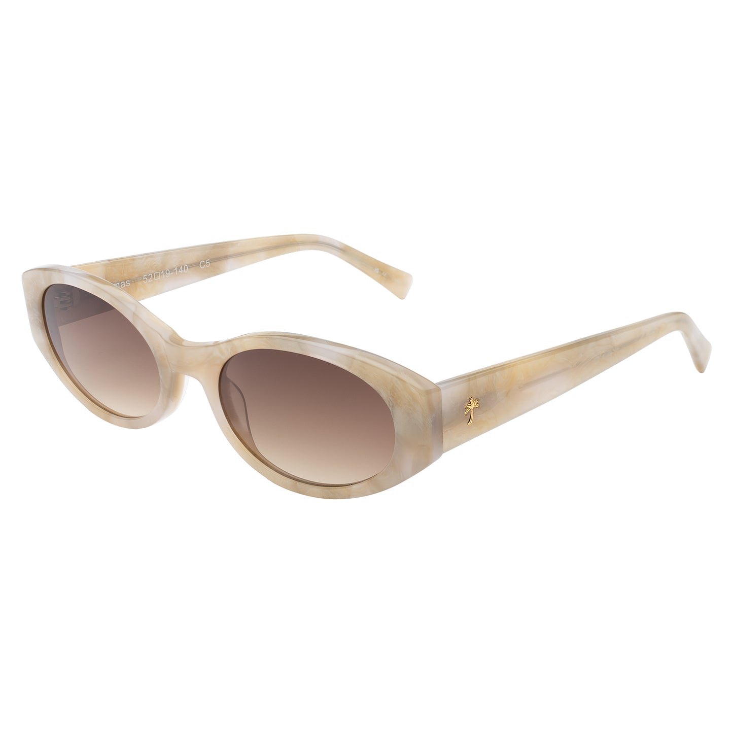 Exumas Sunglasses in Pearl with Brown Gradient lenses at an isometric angle