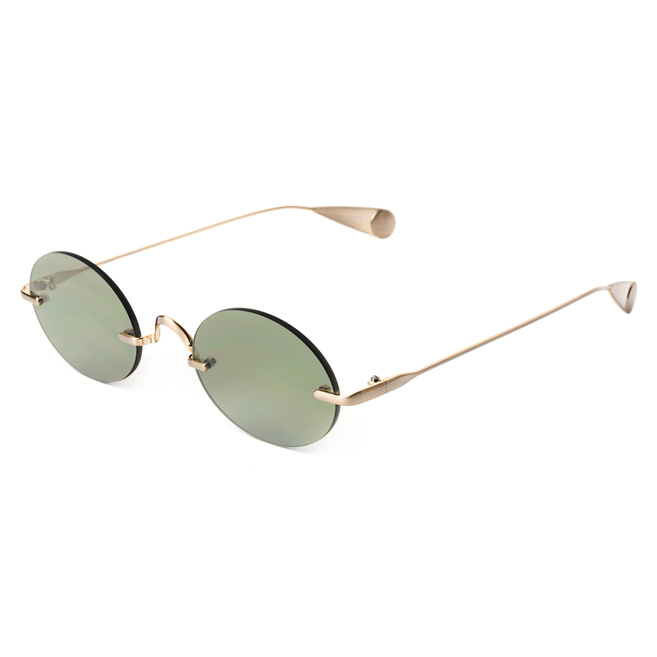 Havana Sunglasses in Gold with Olive lenses at an isometric angle