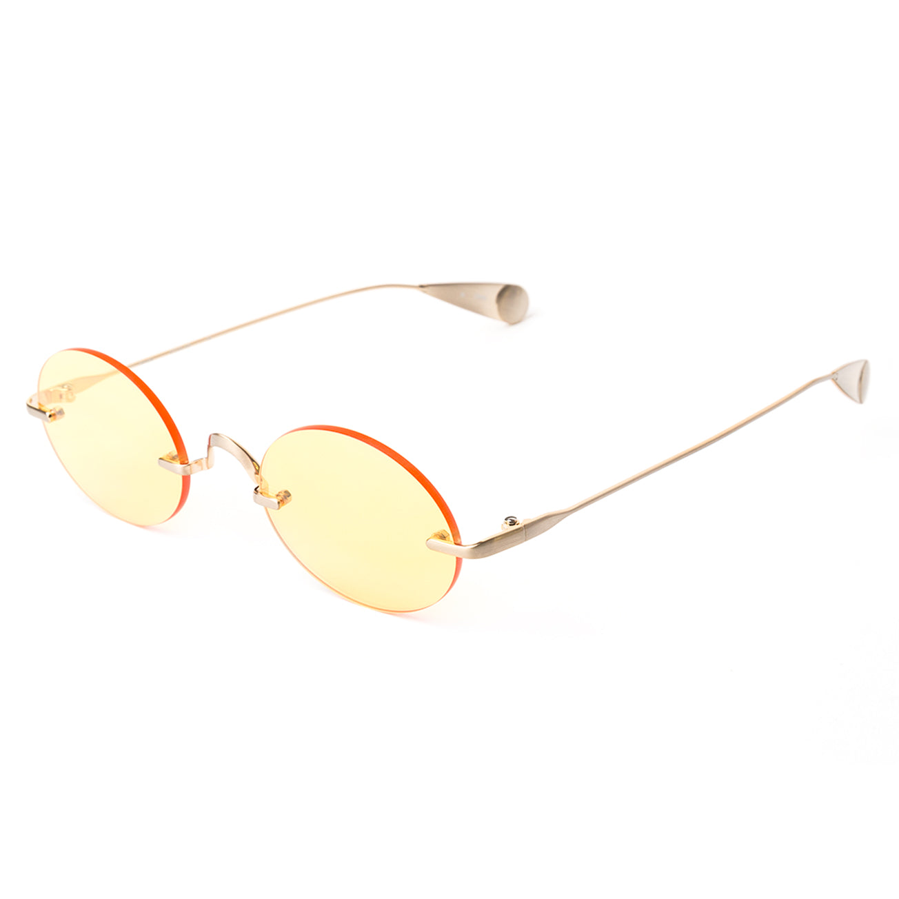 Havana Sunglasses in Gold with Orange See Through lenses at an isometric angle