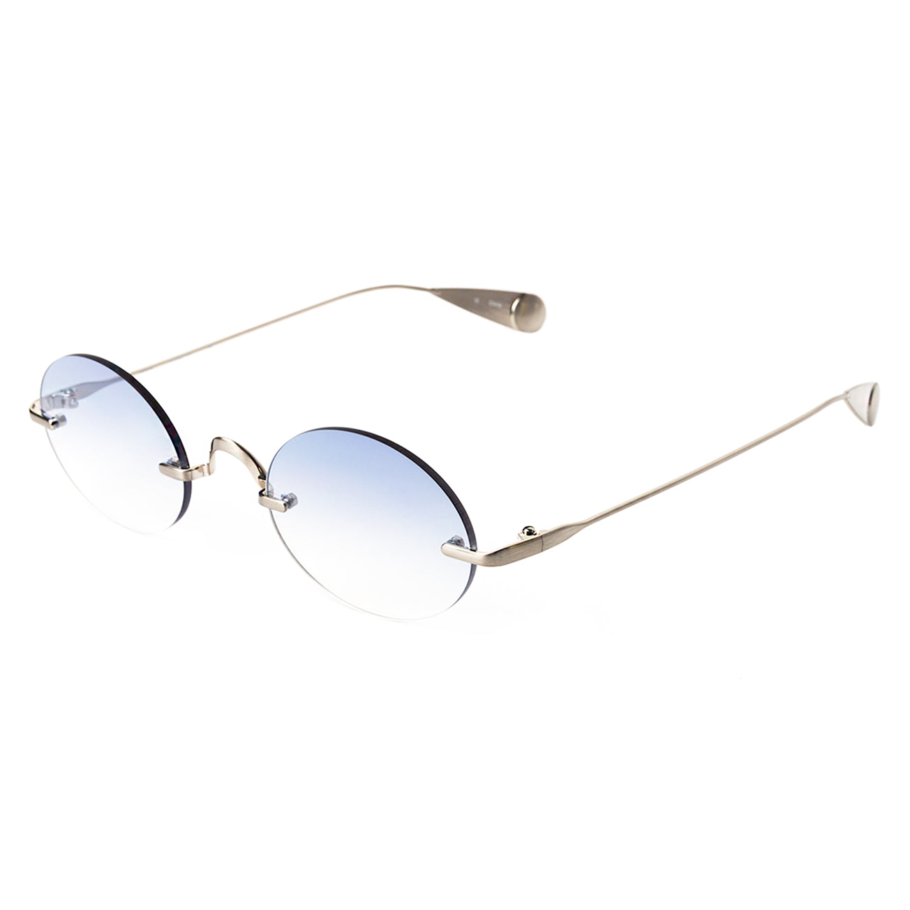 Havana Sunglasses in Silver with Blue Gradient lenses at an isometric angle