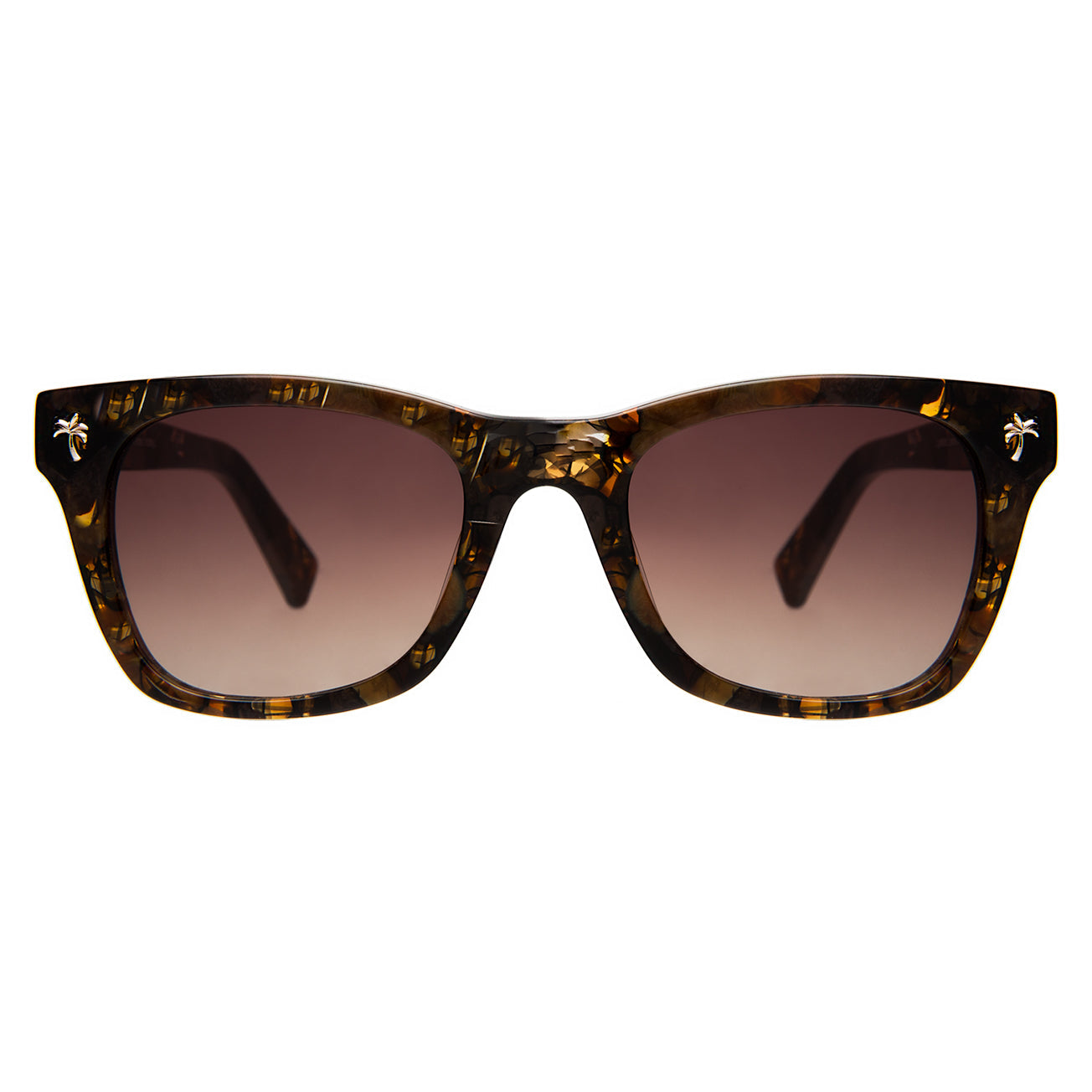 Hibiscus Sunglasses in Brown Marble with Brown Gradient lenses