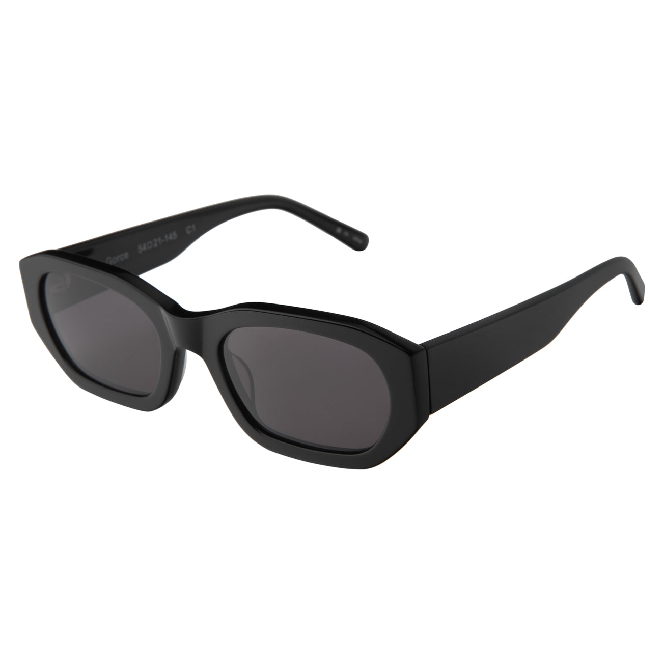 La Gorce Sunglasses in Black with Grey lenses at an isometric angle