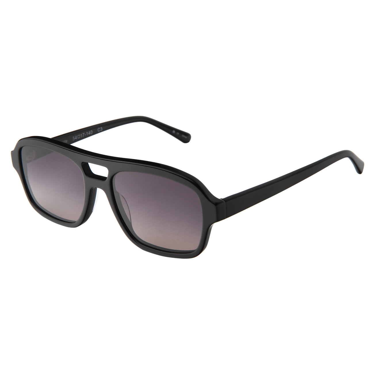 Morningside Sunglasses in Black with Grey Gradient at an isometric angle