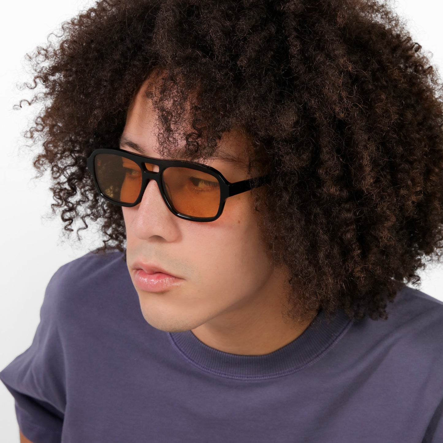 Man wearing Morningside Sunglasses in Black with Yellow See Through