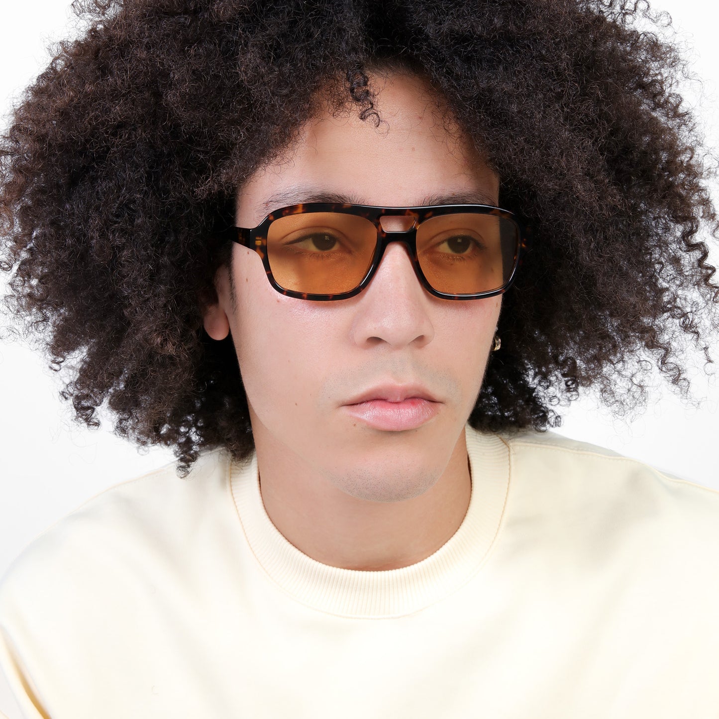 Man wearing Morningside Sunglasses in Tortoise with Yellow See Through