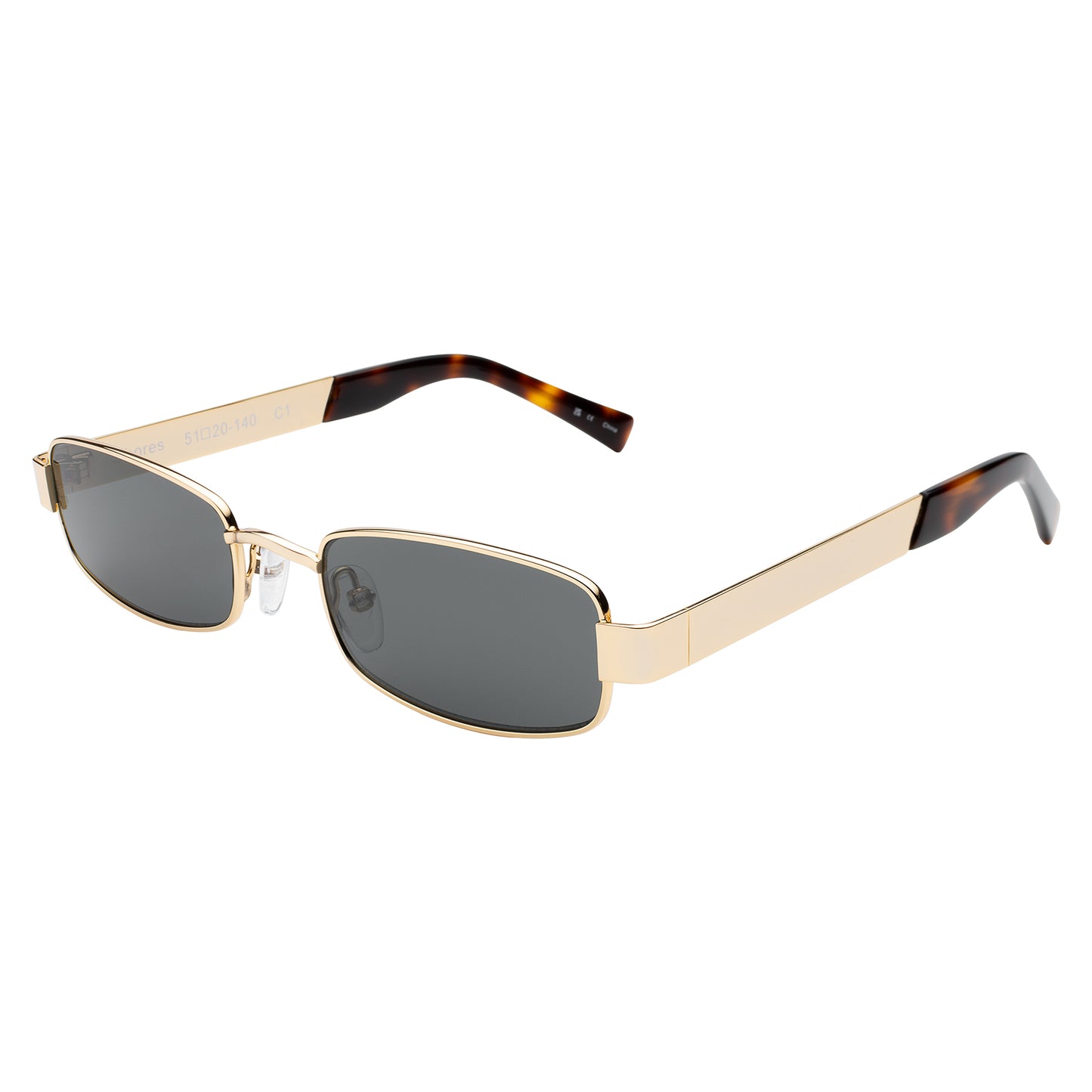 Shores Sunglasses in Gold with Grey lenses at an isometric angle