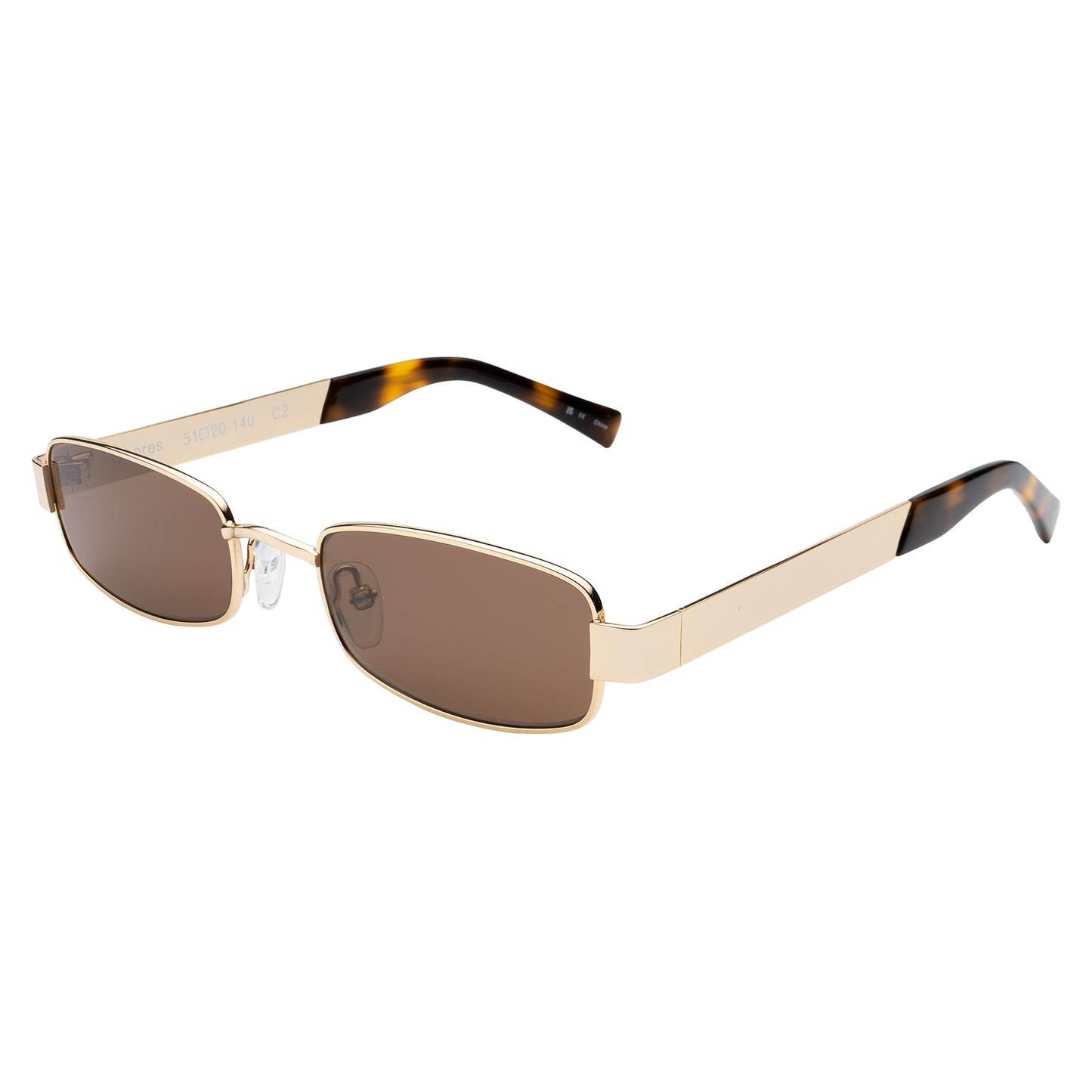 Shores Sunglasses in Gold with Brown lenses at an isometric angle