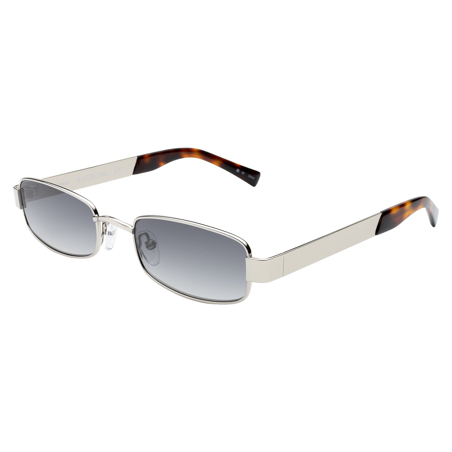 Shores Sunglasses in Silver with Grey Gradient lenses at an isometric angle