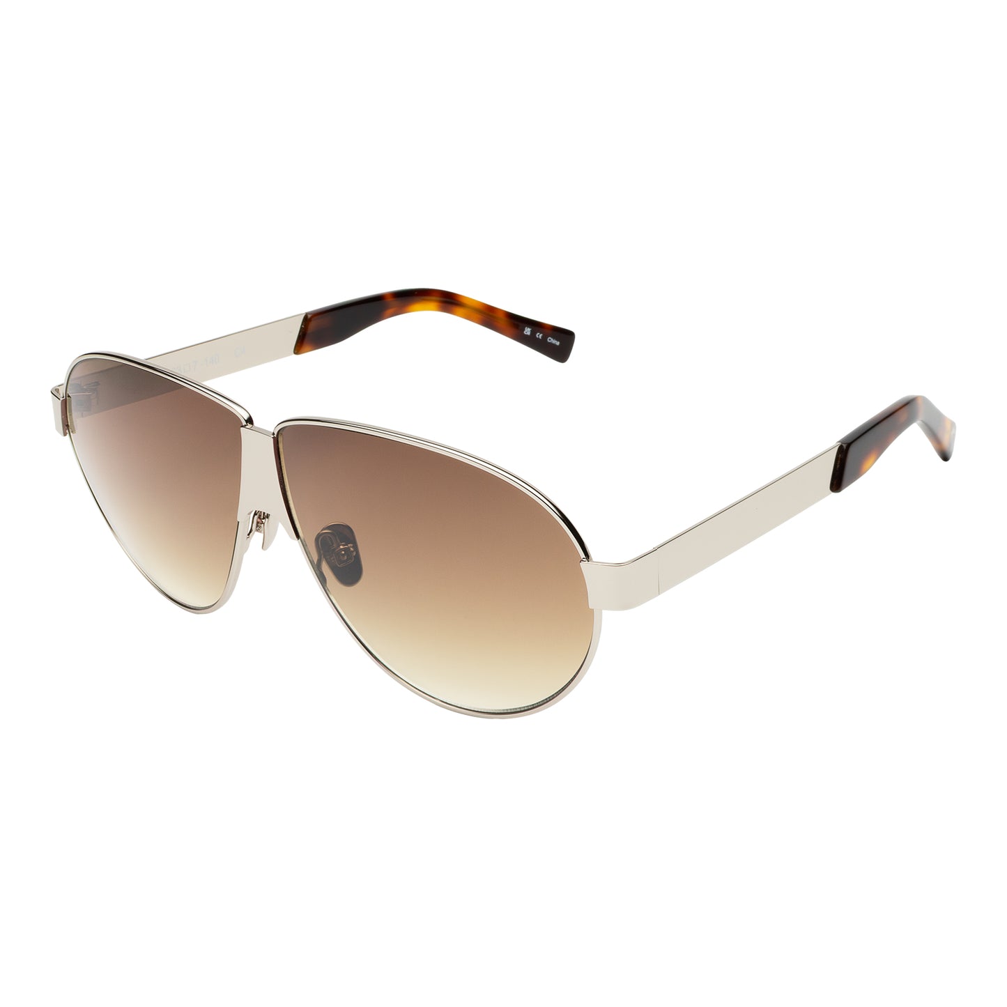 Side angle of Tommy sunglasses in silver with brown gradient lenses
